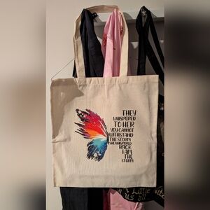 Hand Crafted Canvas Tote with Colorful Butterfly Design